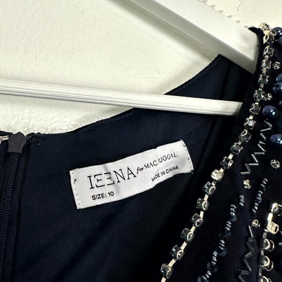 MAC DUGGAL Long Sleeve Beaded Bodice V-Neck A-Line Gown in Black Size US 10 - Picture 6 of 9